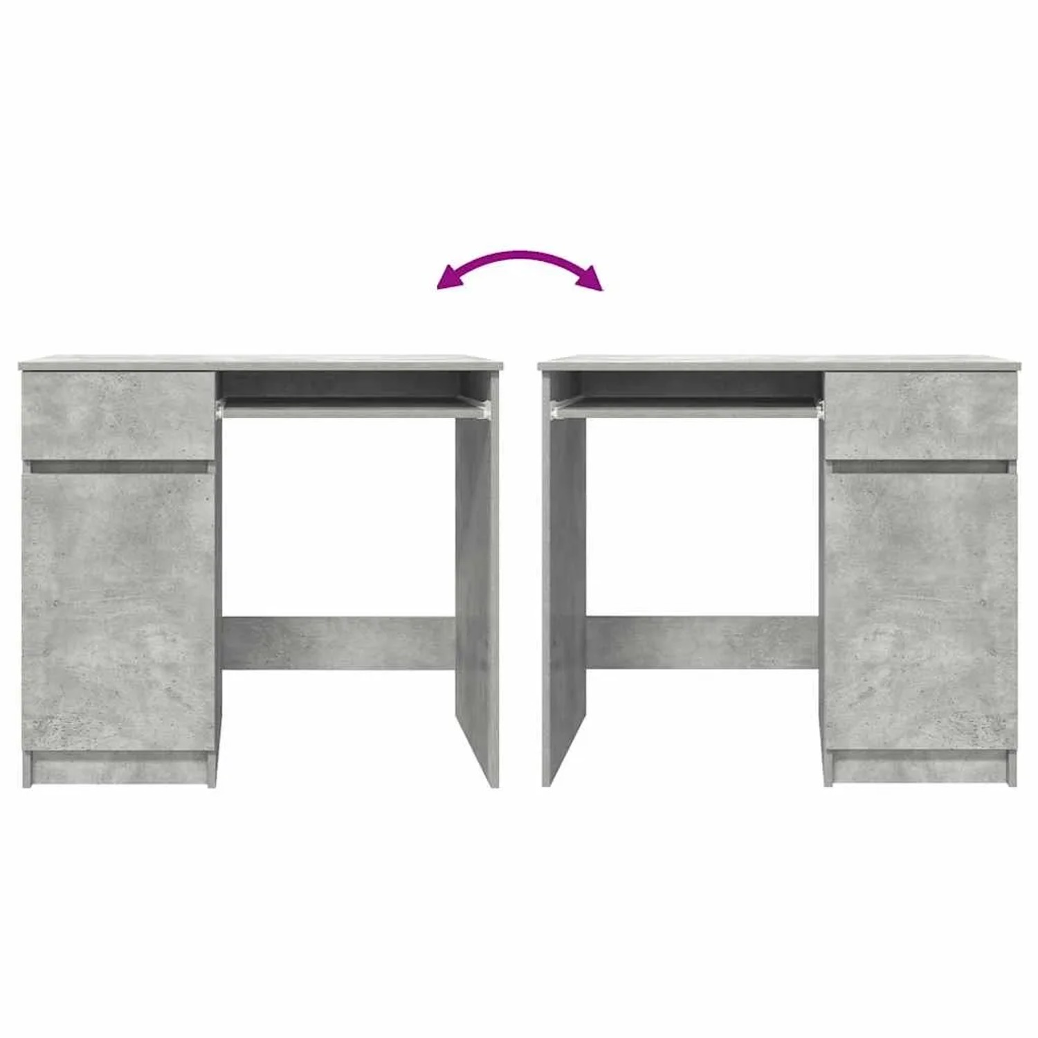 vidaXL Schreibtisch, Betongrau, 86x49x76 cm, mit Schublade und Tür.