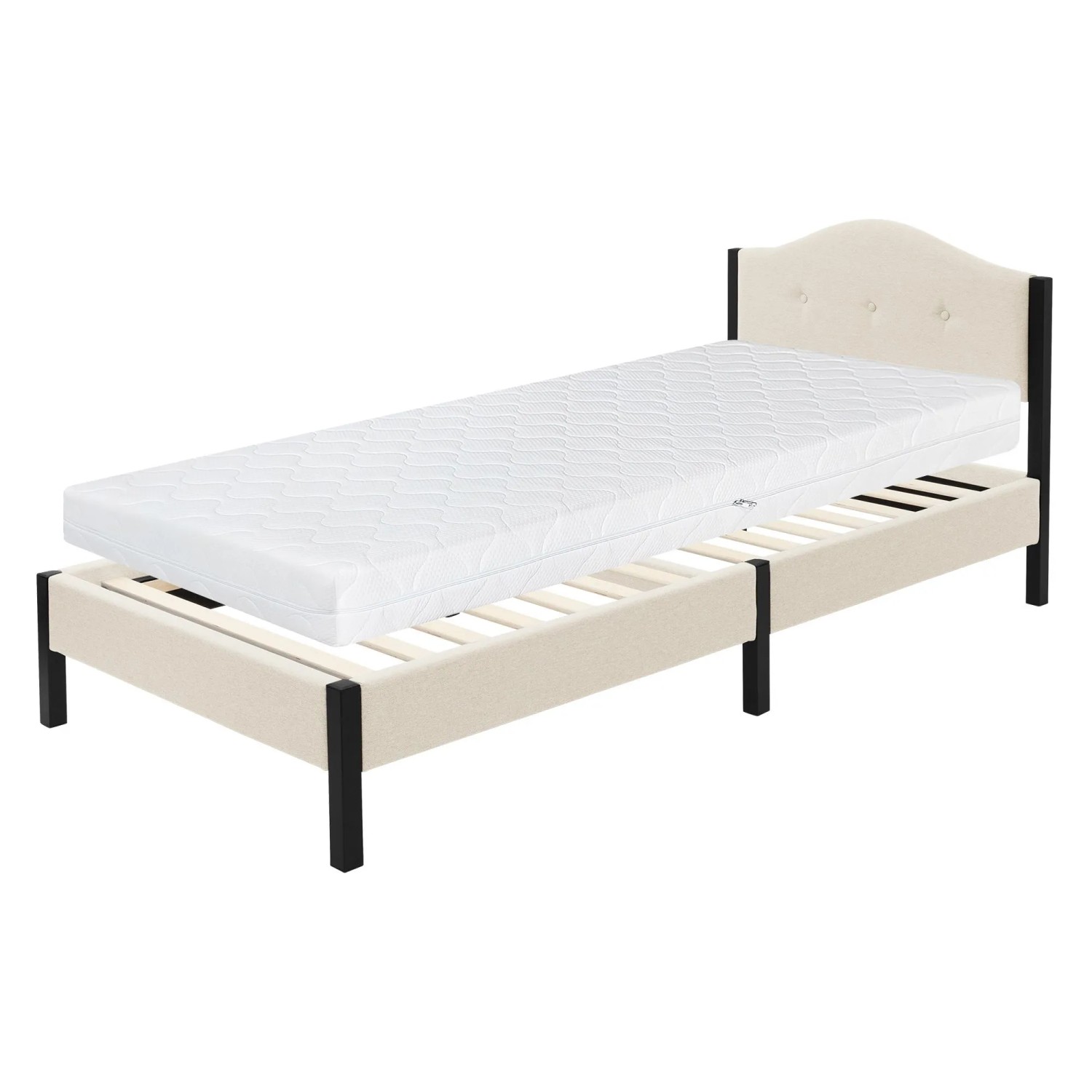 ML-Design Polsterbett 90x200 cm Beige Bettgestell mit Matratze H16 cm