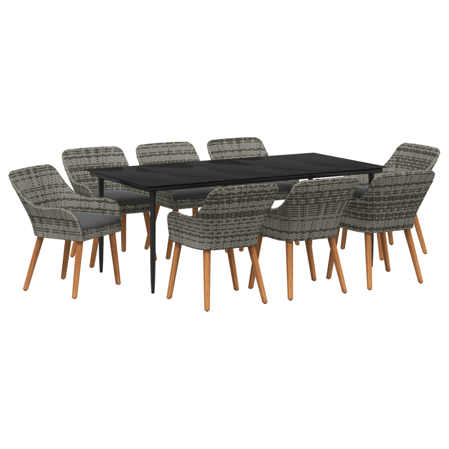 vidaXL 9-Teiliges Garten Esszimmer Set Graues Poly Rattan 3261683 günstig online kaufen