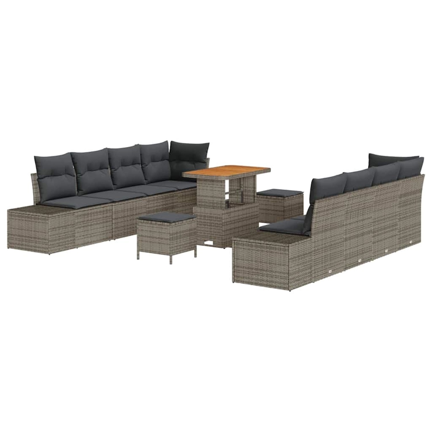 vidaXL Garten-Sofa-Set mit Kissen 11-Tlg Grau Poly Rattan 3362763 günstig online kaufen