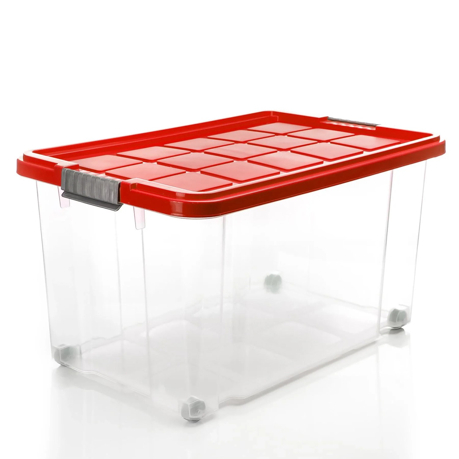 BigDean 3 Stück 60 L Aufbewahrungsbox mit Deckel Groß Rot Stapelbare Robuste Box