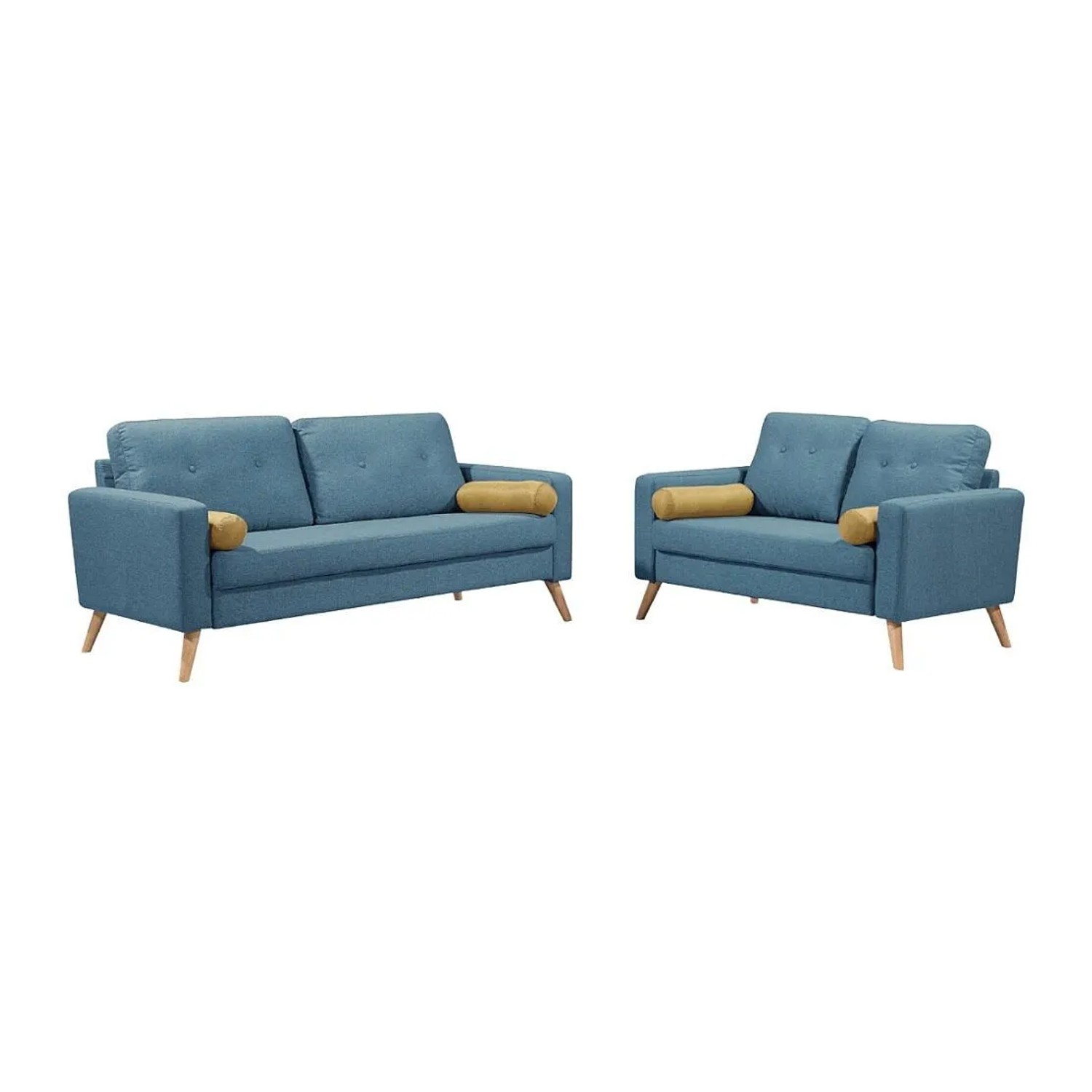 Vente-unique Couchgarnitur Tatum Blau 130 cm  182 cm