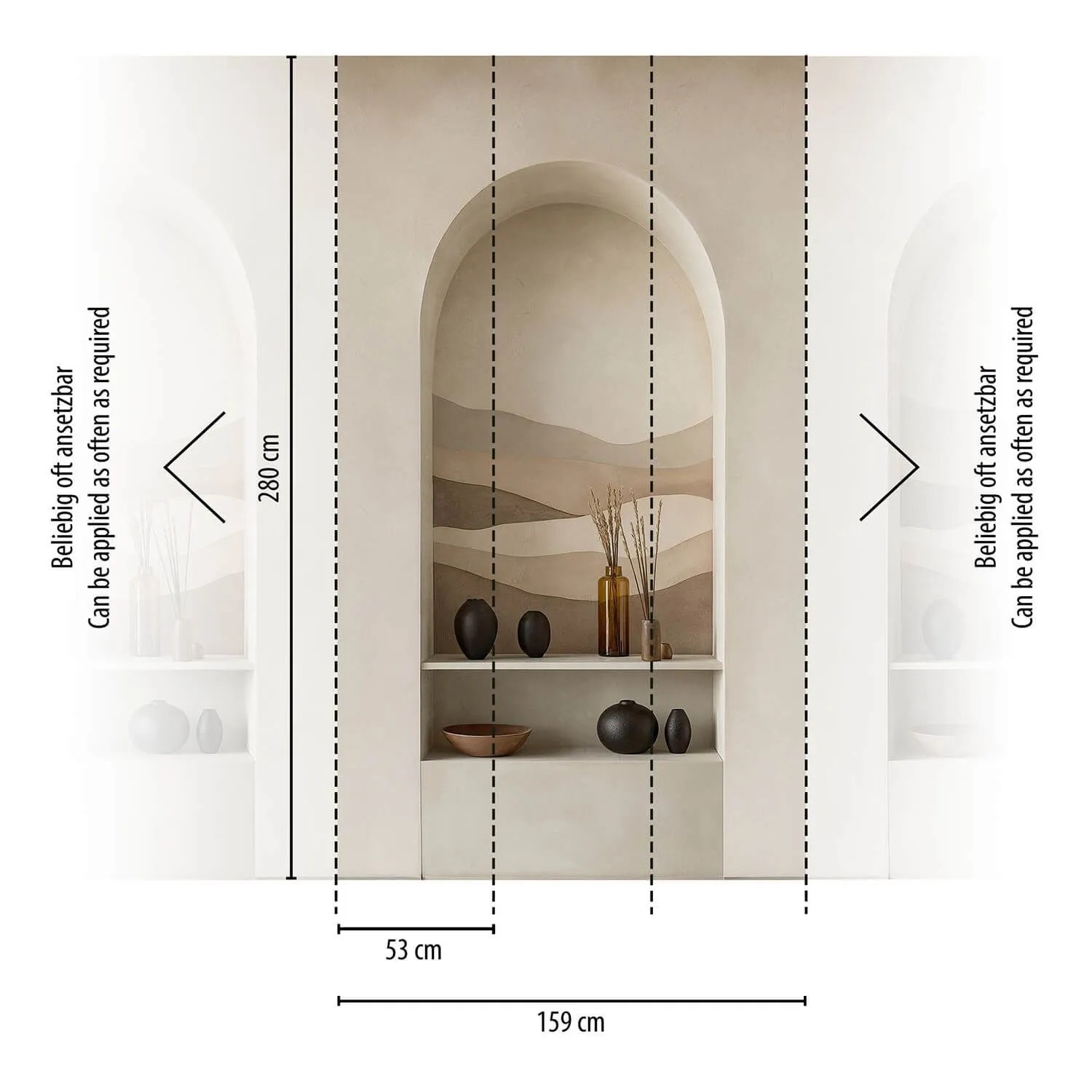 PROFHOME Fototapete mit 3D Design in Beige, Weiß, Braun und Schwarz, Maße 1,59 m x 2,8 m.