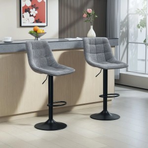 HOMCOM Barhocker Polyester Dunkelgrau 53L x 47B x 96-117H cm