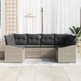 Hellgraues 6-teiliges Garten-Sofa-Set aus Poly Rattan von vidaXL für Terrasse und Garten.