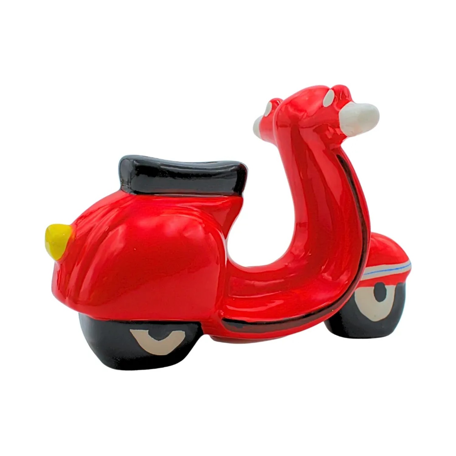 Dekohelden24 Sparfigur Führerschein Spardose Sparbüchse Spardose Rollerführerschein Sparschwein als Roller in Rot aus Keramik L/B/H 20 x 10 x 11 cm_4