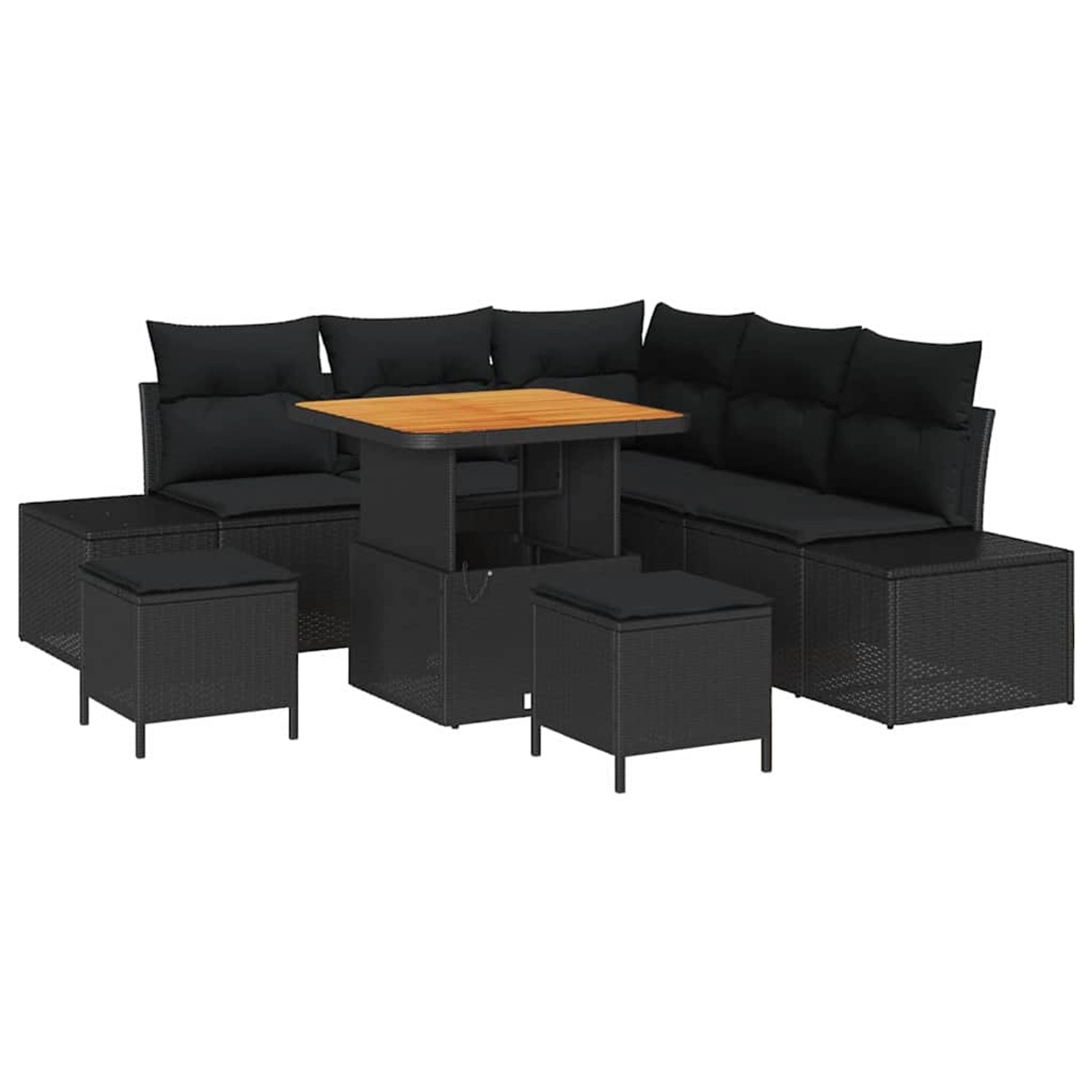 vidaXL Garten-Sofa-Set mit Kissen 8-Tlg Schwarz Poly Rattan 3362779 günstig online kaufen