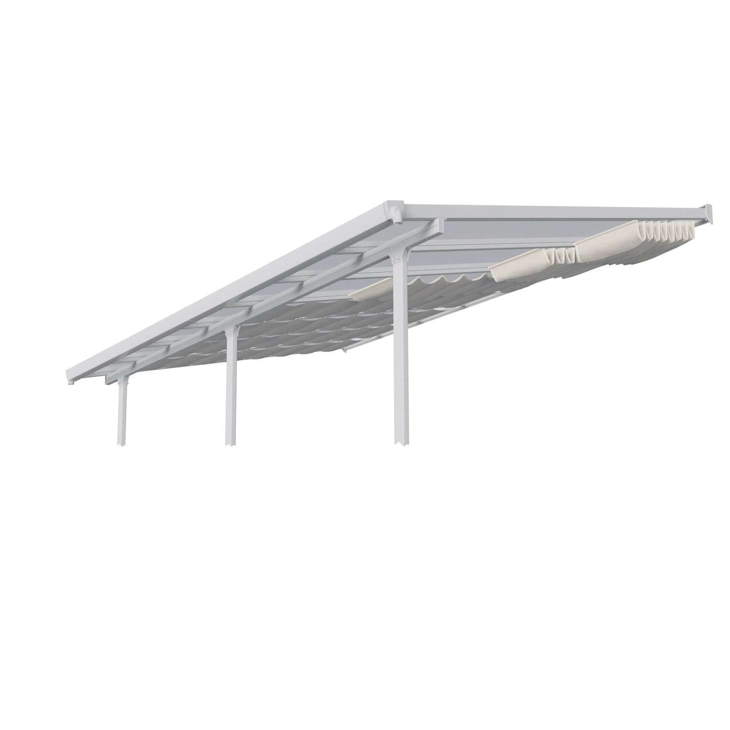 Palram Sonnensegel für Terrassenüberdachung, 3x5,46m, weißes Polyestergewebe.