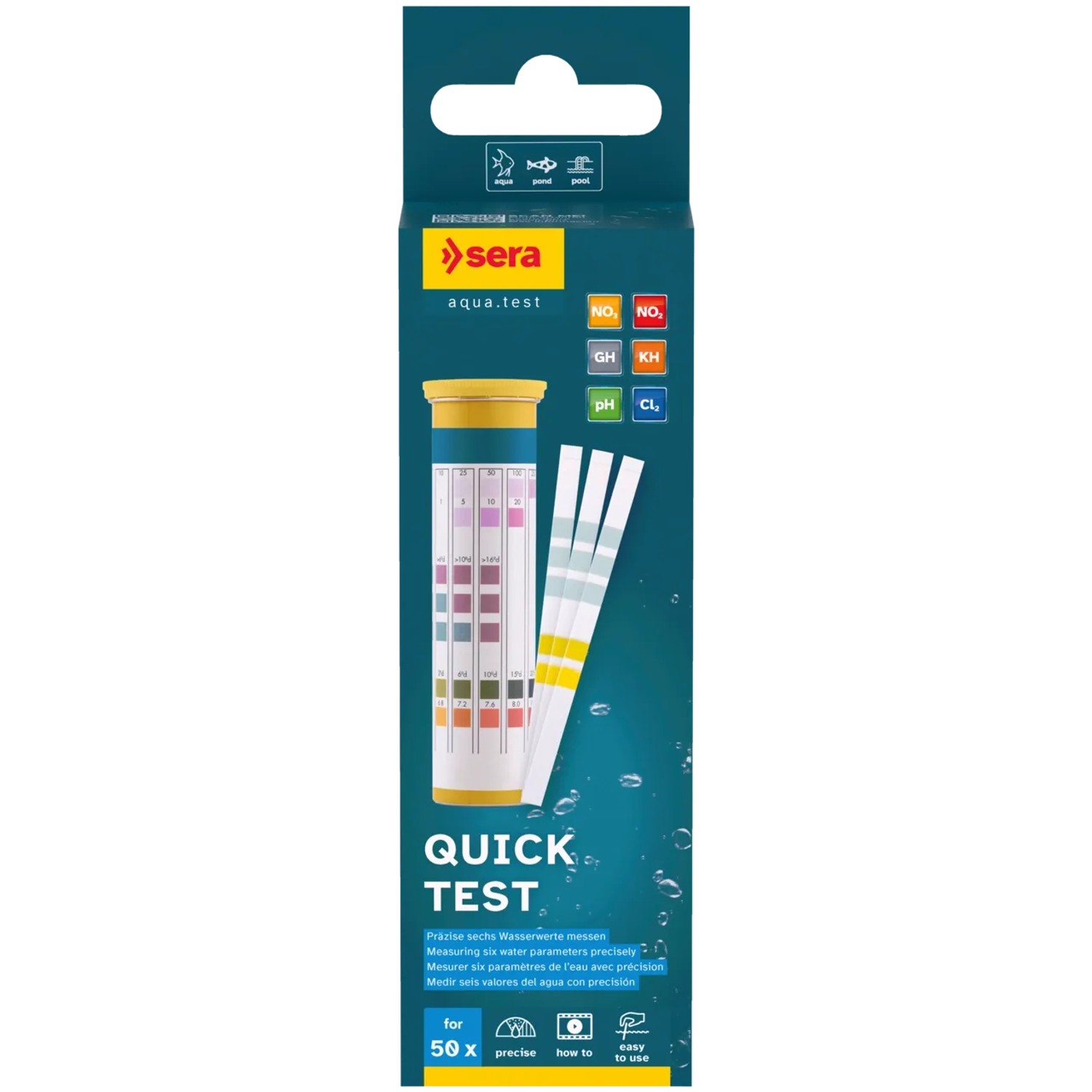 Sera Aquarium-Wassertester Quick Test 6in1 50 Stück