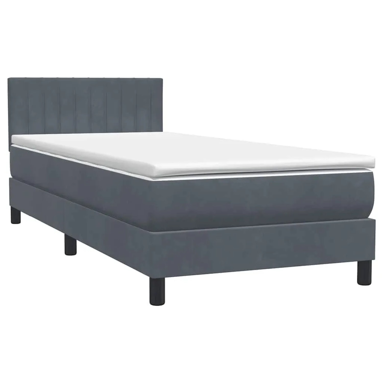 vidaXL Boxspringbett mit Matratze Dunkelgrau 80x210 cm Samt 3316378 günstig online kaufen