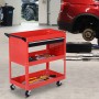HOMCOM Werkstattwagen, Stahl, Schwarzrot, 82x35x76cm, mit 3 Etagen und Schublade.