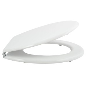 Weißer MSV WC-Sitz aus MDF mit Zinkscharnieren, 44,5x36x5,5 cm.