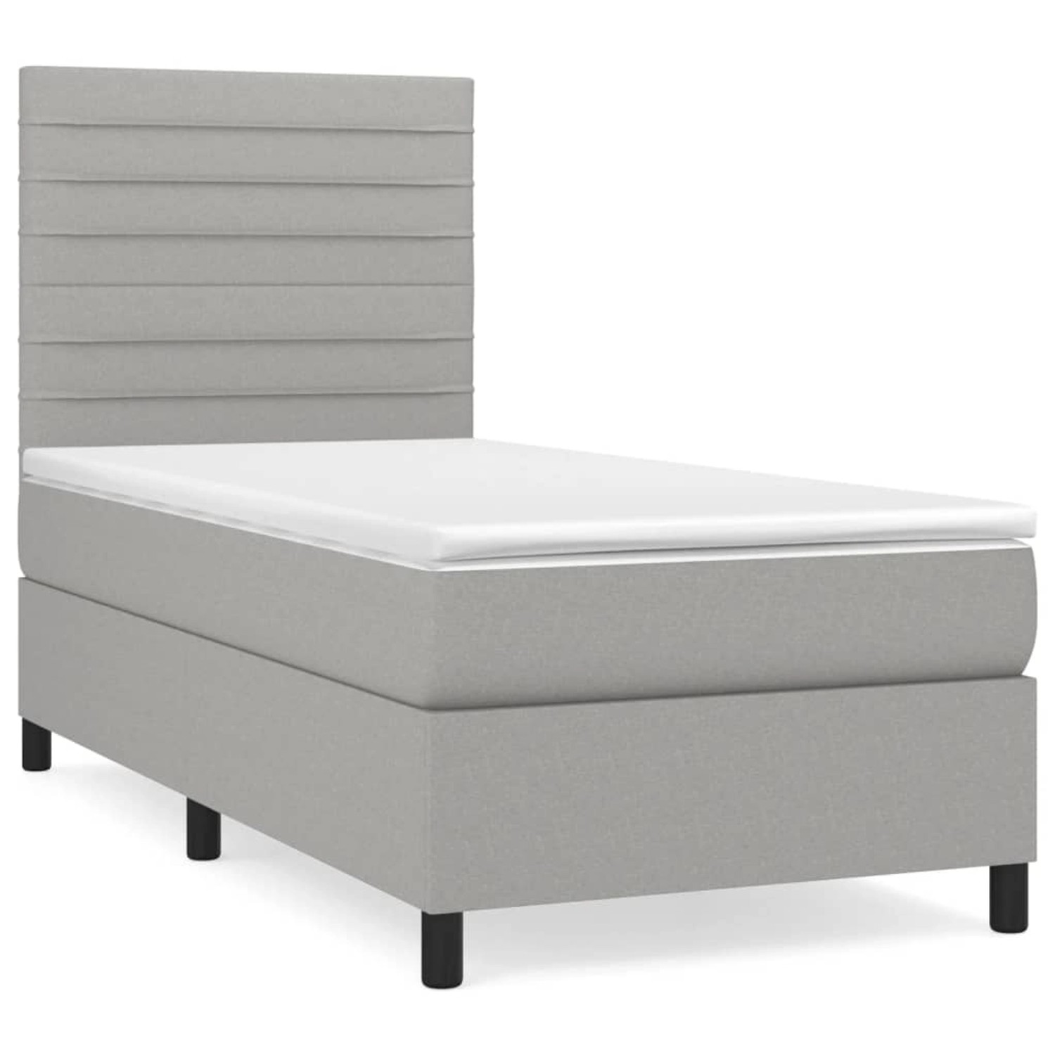 vidaXL Boxspringbett mit Matratze Hellgrau 90x200 cm Stoff 3141825 günstig online kaufen