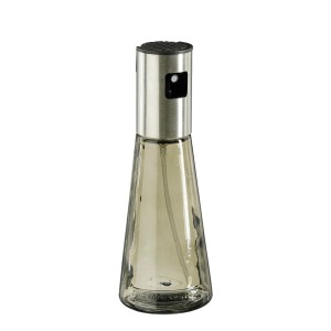 Graue Ölflasche von Mica Decorations, 20 cm hoch, aus Glas. Geschirr für Küche und Esstisch.