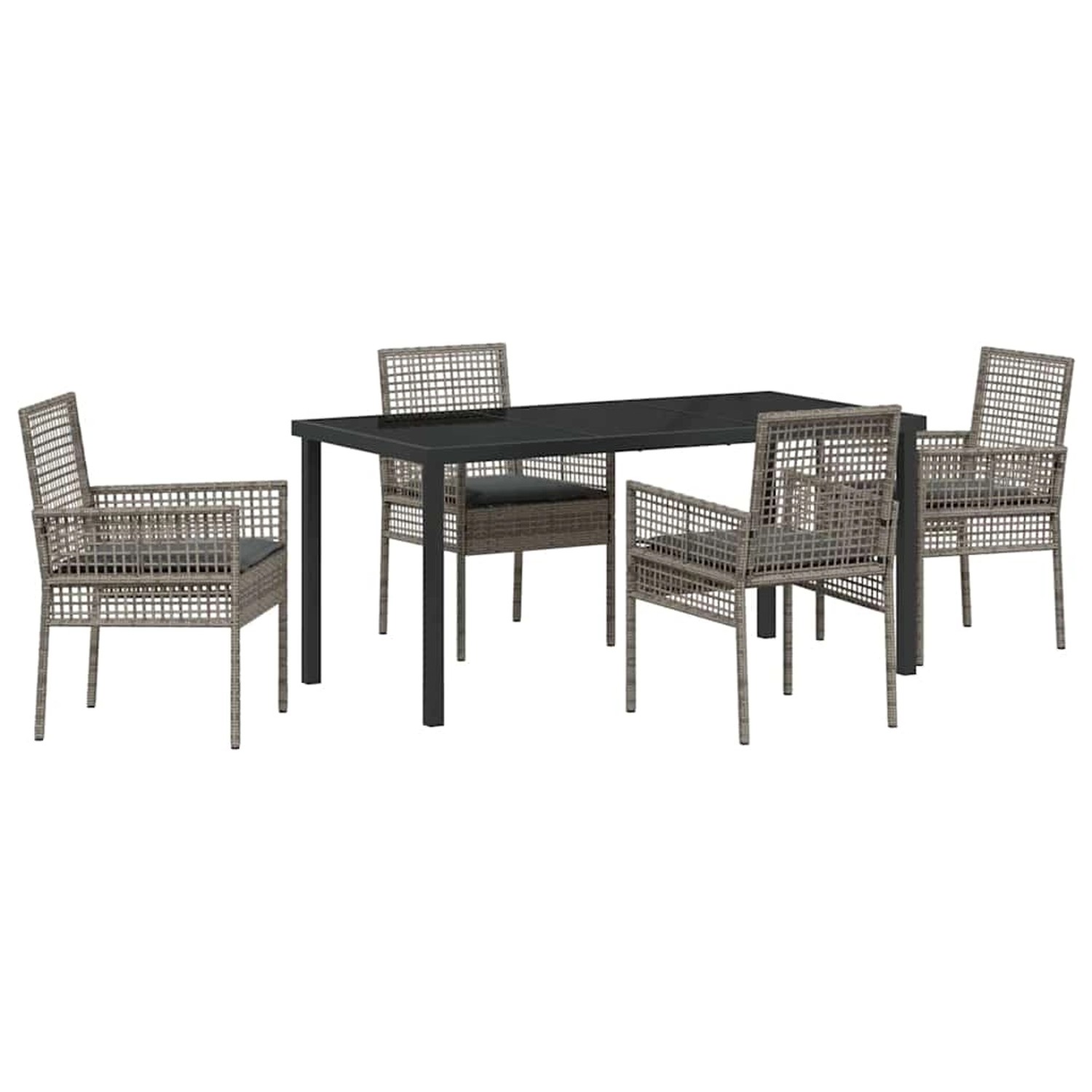 vidaXL 5-Teilige Garten-Essgruppe mit Kissen Grau Poly Rattan 3379880 günstig online kaufen