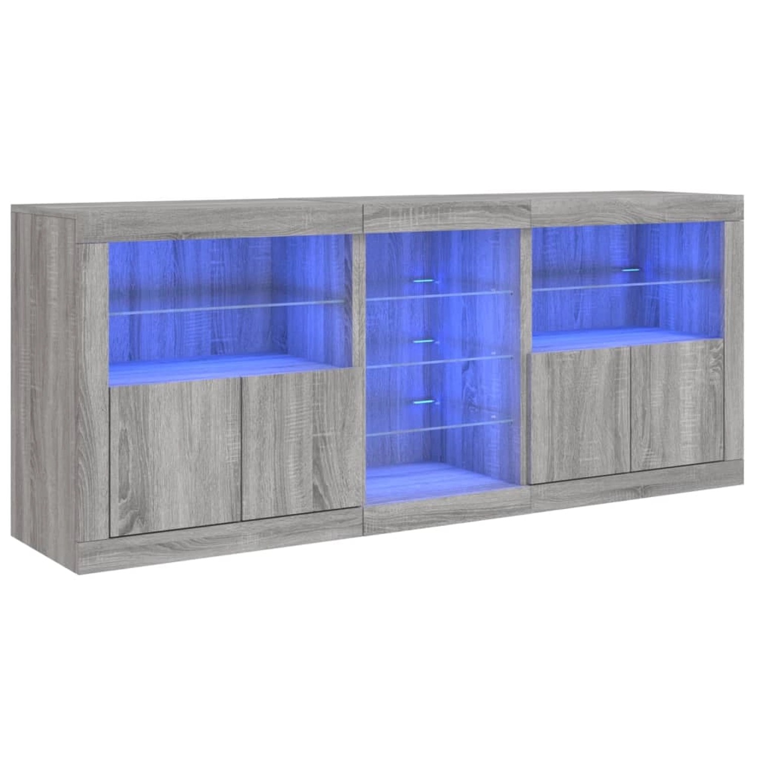vidaXL Sideboard mit LED-Leuchten Grau Sonoma 162x37x67 cm 3209035 günstig online kaufen