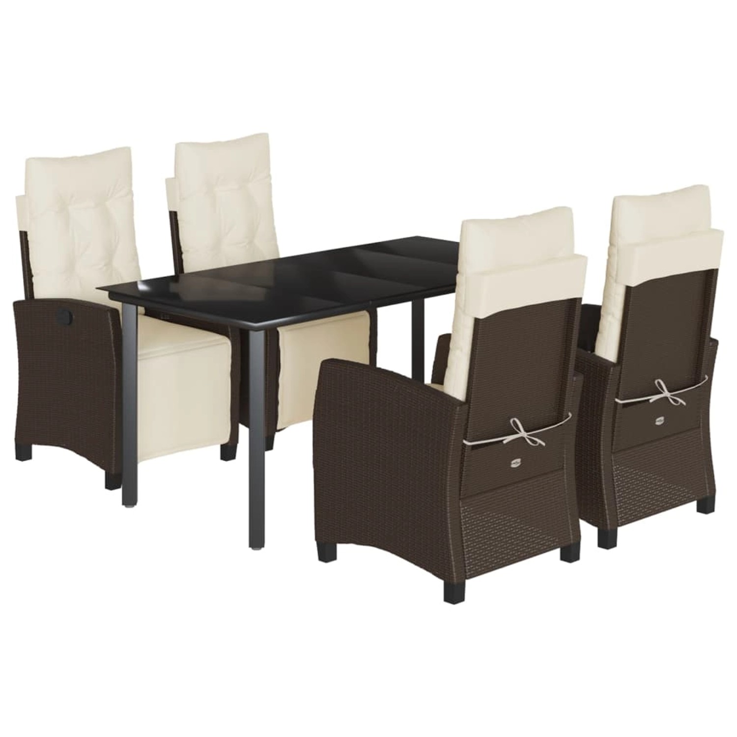 vidaXL 5-Tlg Garten-Essgruppe mit Kissen Braun Poly Rattan 3212984 günstig online kaufen