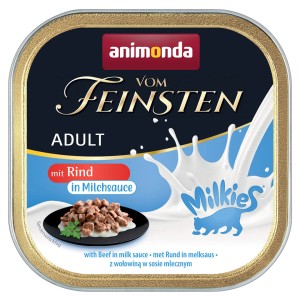Animonda Vom Feinsten Rind in Milchsauce, 100g Dose Katzen-Nassfutter für ausgewachsene Katzen.