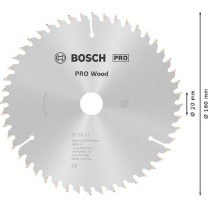 Bosch Kreissägeblatt Optiline Wood, 160 mm, 48 Zähne, für präzise Holzschnitte.