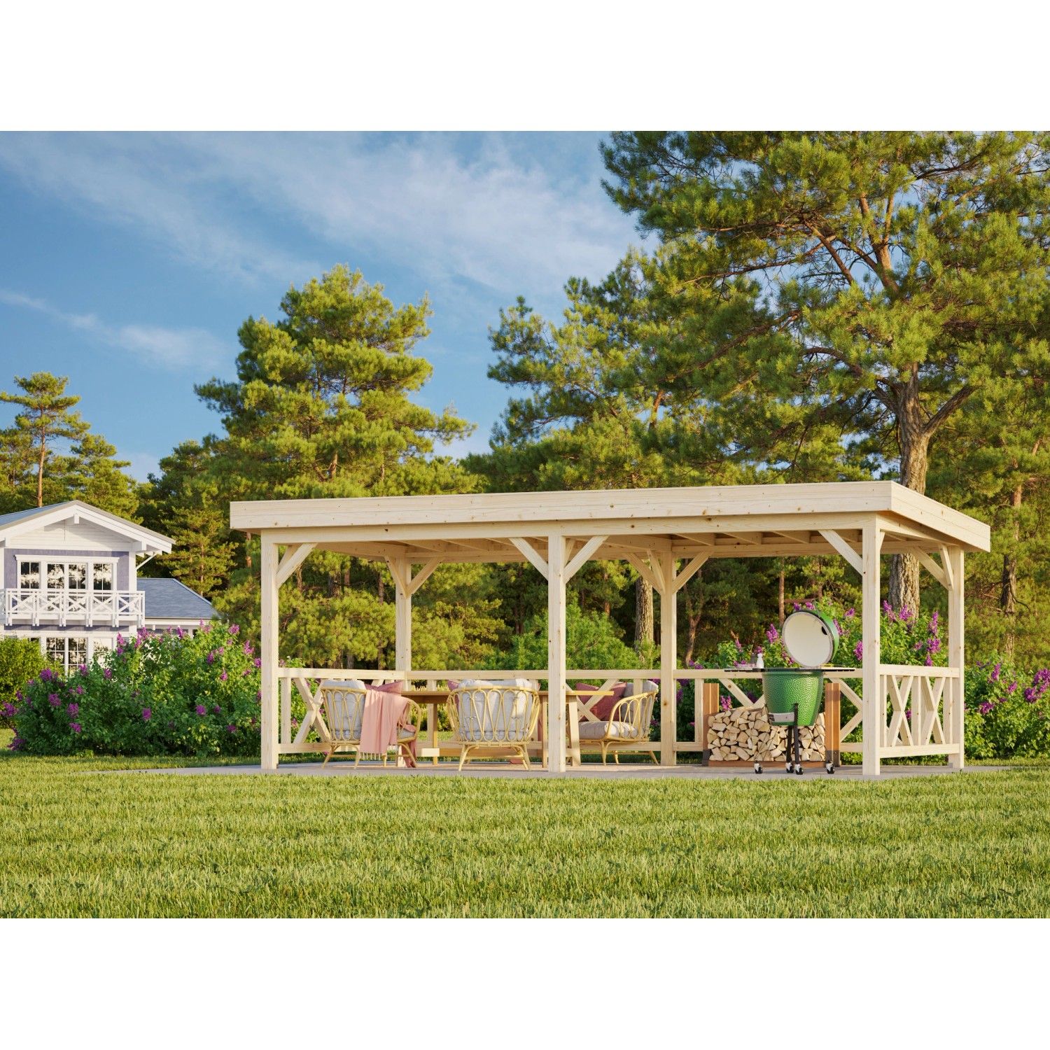 Palmako Pavillon Lenna Set 307 588 x 300 cm Lackiert Weiß FSC® günstig online kaufen