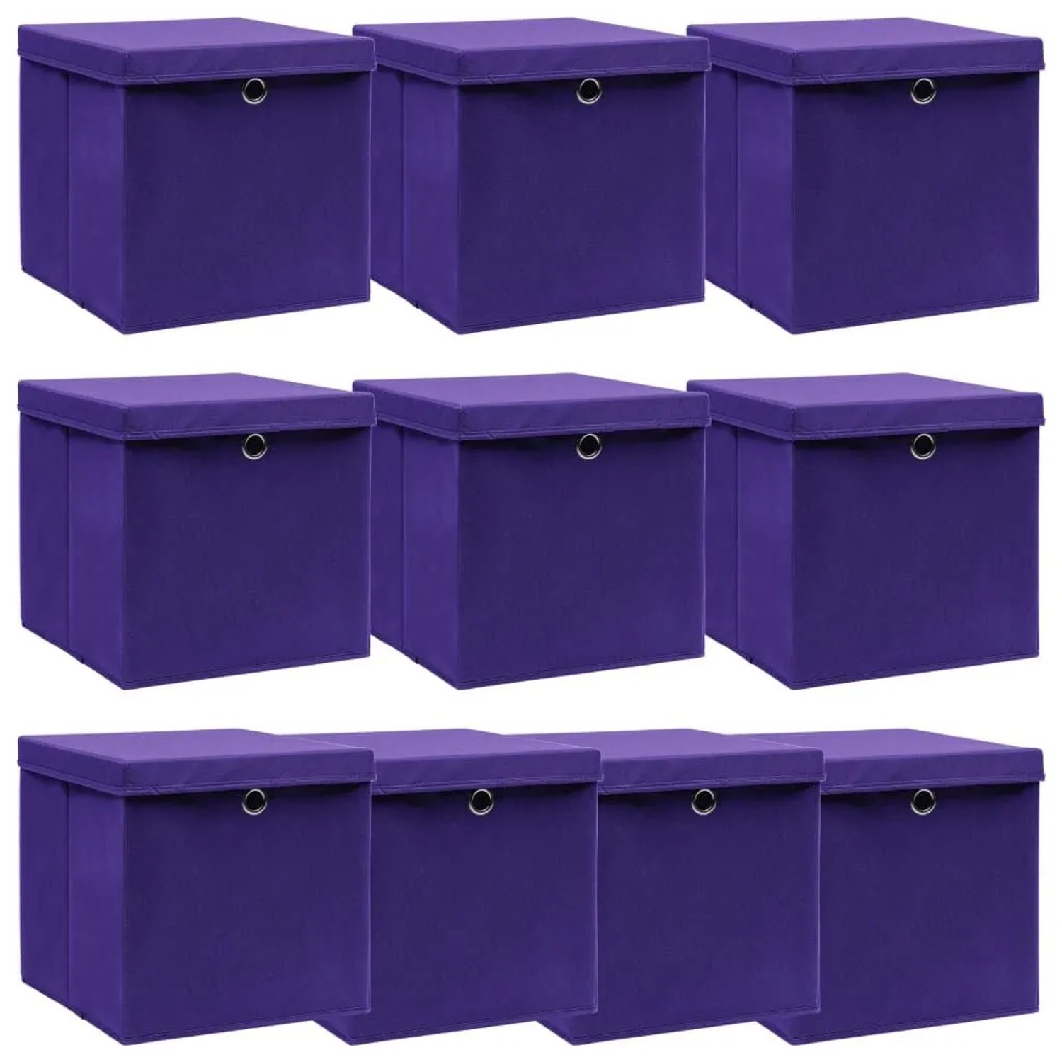 vidaXL Aufbewahrungsboxen mit Deckeln 10 Stk Lila 32x32x32 cm Stoff 288356