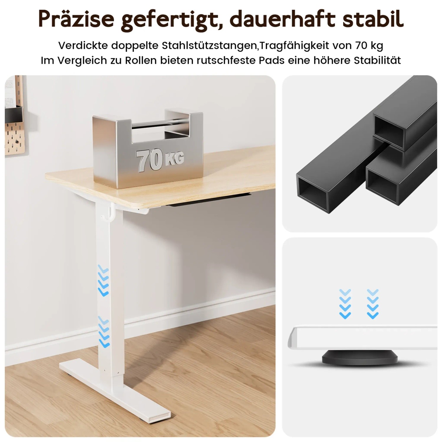 HOMAVO Elektrisch Höhenverstellbarer Schreibtisch 160x80cm mit Memory Funktion Anti Kollisions System Sitzerinnerung Naturholzfarbe_6