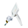 Weißer LUXULA LED Strahler 20W mit Bewegungsmelder, Seitenansicht.