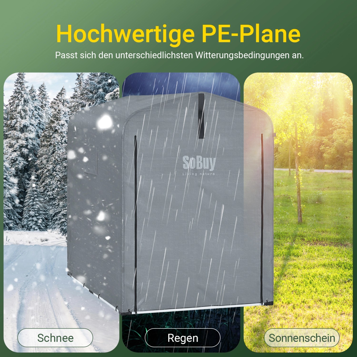 SoBuy Fahrradgarage für 1-2 Fahrräder Geräteschuppen mit UV-Schutz 120x163x176cm Grau KLS11-DG_6