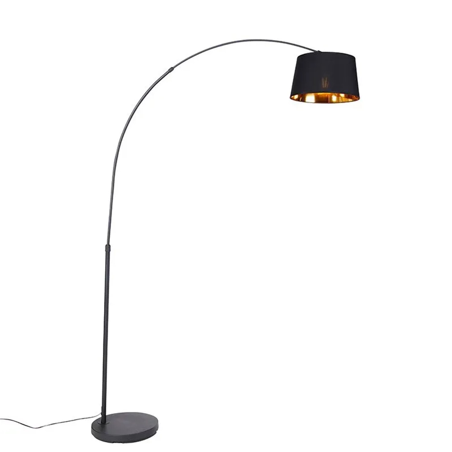 QAZQA Moderne Bogenlampe Schwarz mit Gold Arc Basic