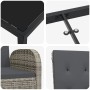 Detailansichten der grauen vidaXL Garten Essgruppe aus Polyrattan mit Tisch und Stuhl.