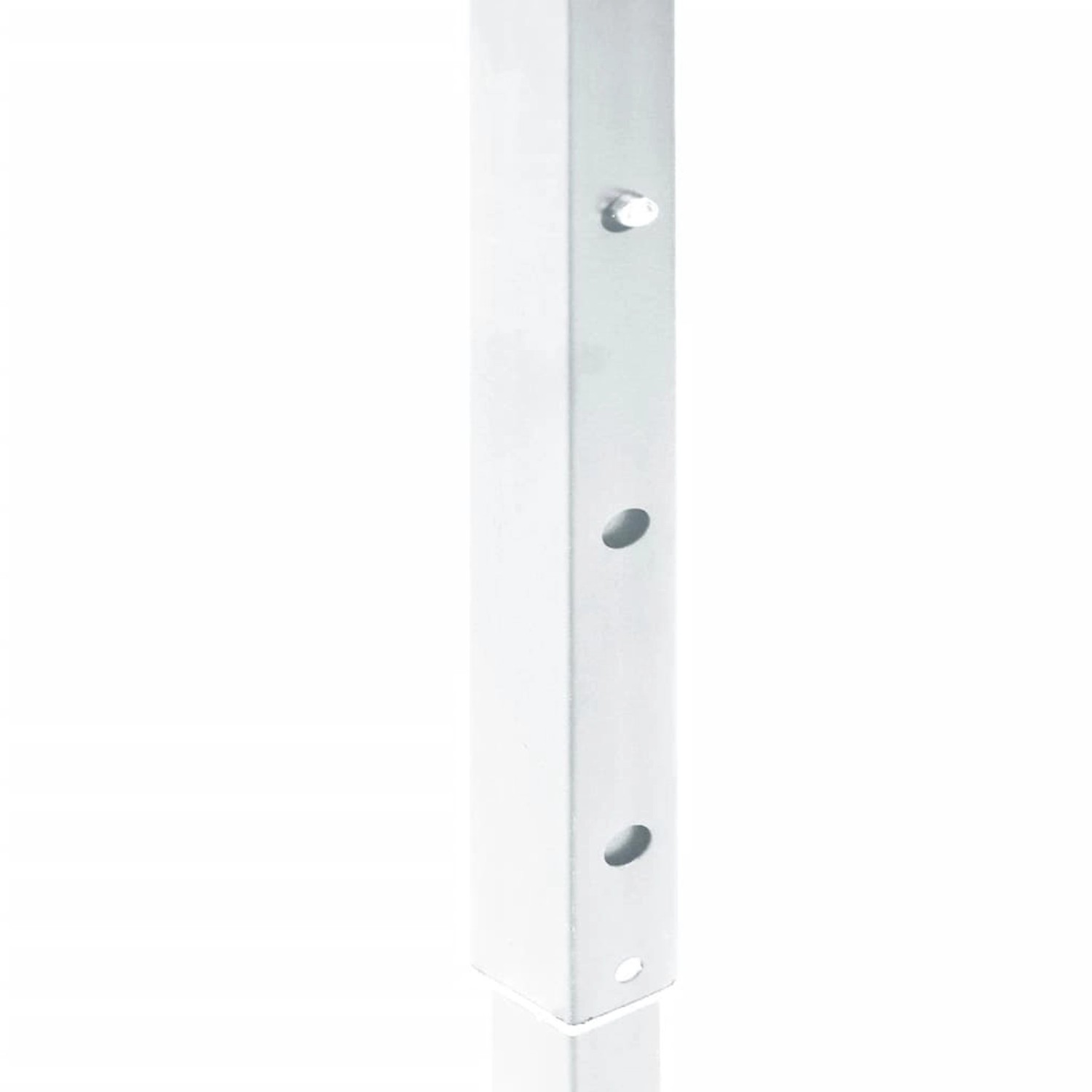 Detailansicht des weißen, verstellbaren Stahlrahmens vom Partyzelt.