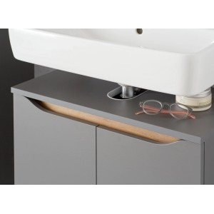 Pelipal Waschbeckenunterschrank Quickset 357, Quarzgrau Matt Touch, 60 cm. Badezimmermöbel mit Stauraum.