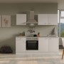 Weiße Flex-Well Classic Küchenzeile Wito 210 cm mit Einbaugeräten und Spüle.