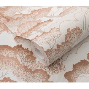 Erismann Vliestapete Elle Decoration 4 Golden Grove Terracotta mit Waldmotiv.