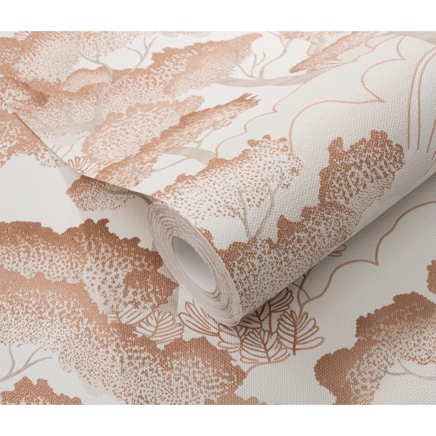 Erismann Vliestapete Elle Decoration 4 Golden Grove Terracotta mit Waldmotiv.