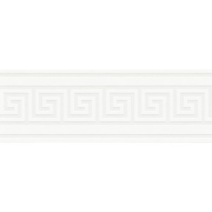 Weiße, selbstklebende Bordüre mit Mäander-Muster im griechischen Stil für Bad und Küche.