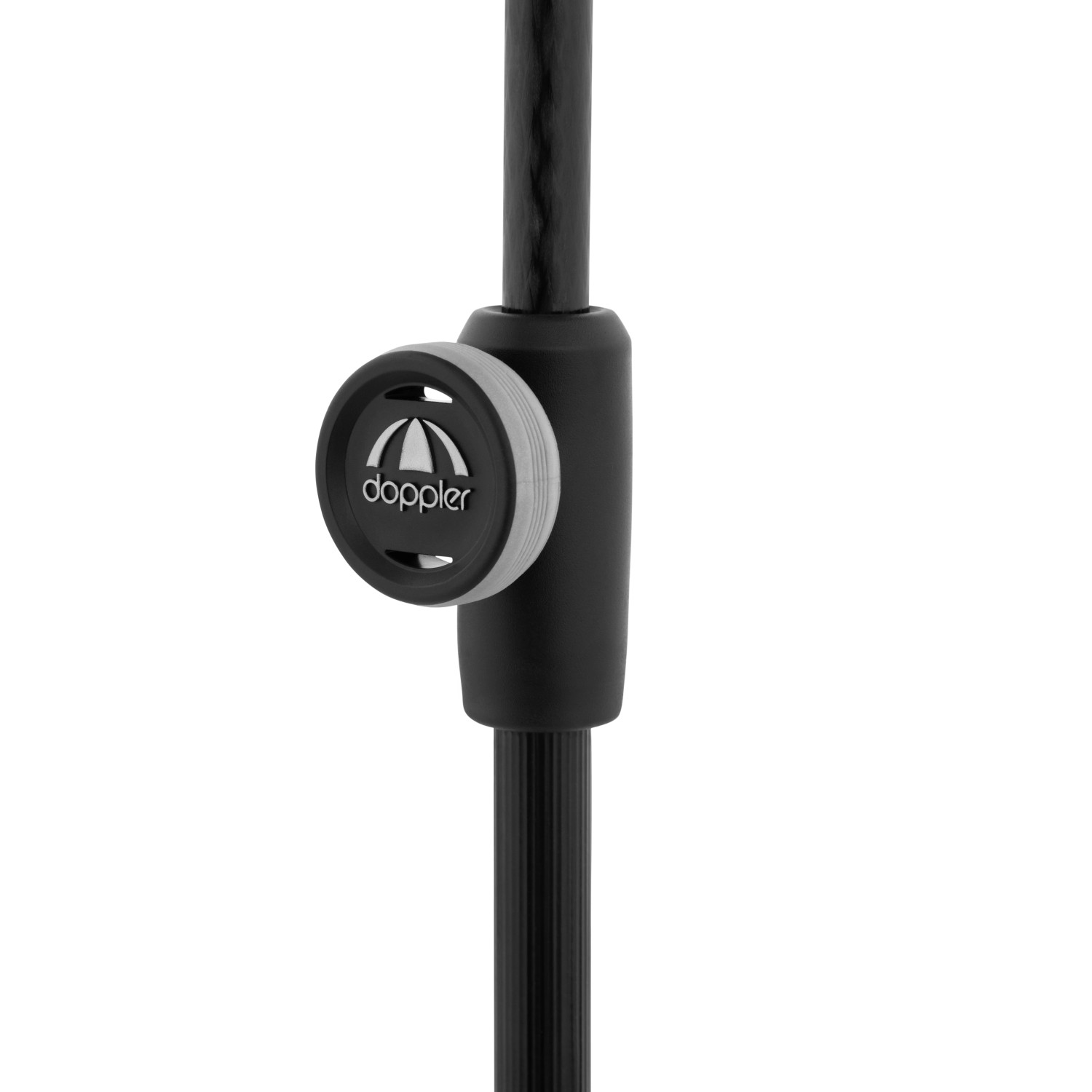 Detailaufnahme: Blauer Doppler Marktschirm Expert (Ø 156 cm) mit Knickfunktion.