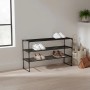 Relaxdays Schuhregal Metall Schwarz Stapelbar Stecksystem 3 Ebenen 55 cm x 92 cm x 30 cm_2