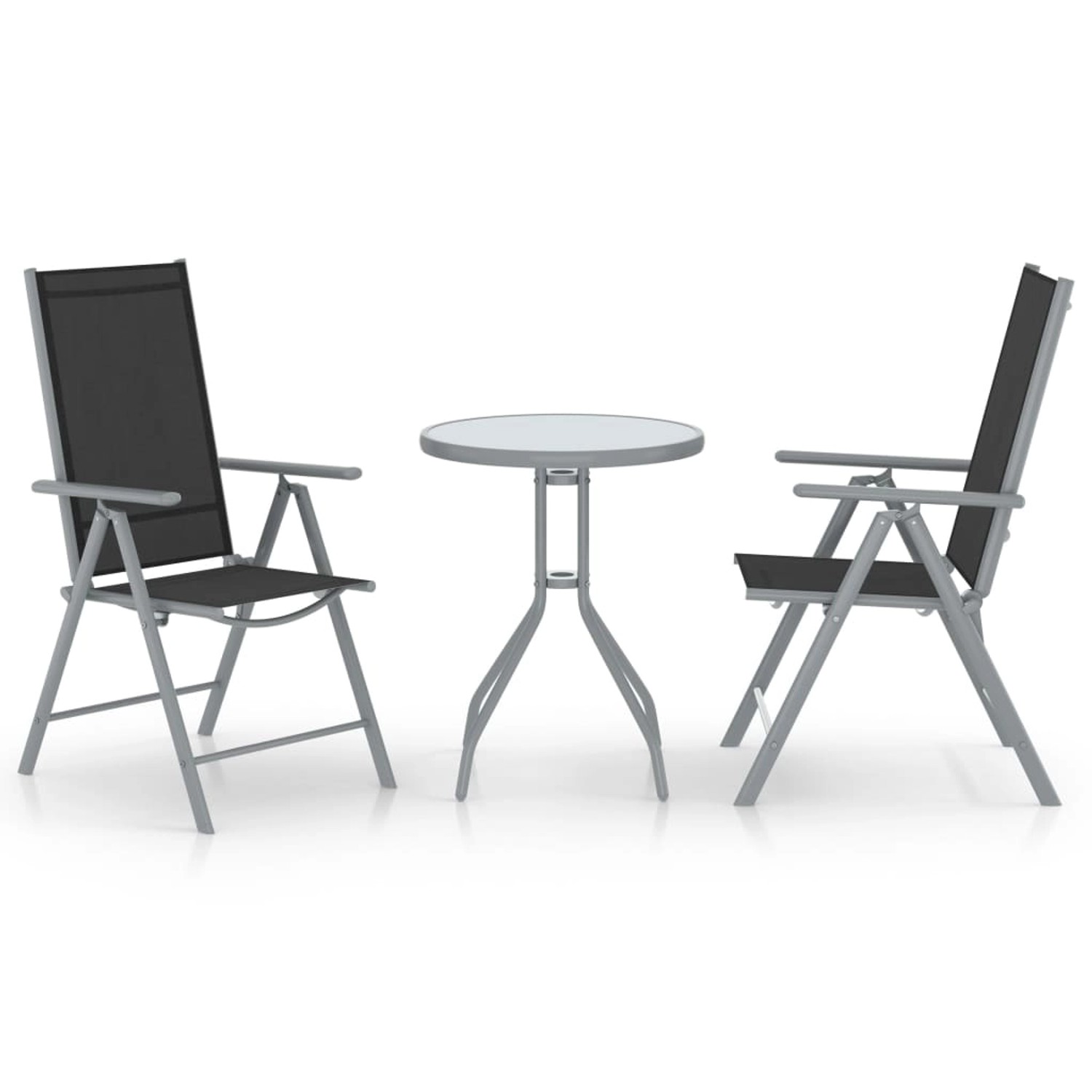 vidaXL 3-Tlg Bistro-Set Aluminium und Textilene Silbern 3070653
