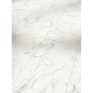 Parador Vinylboden Großfliese Marmor Eos Weiß mit Steinstruktur, verlegt.