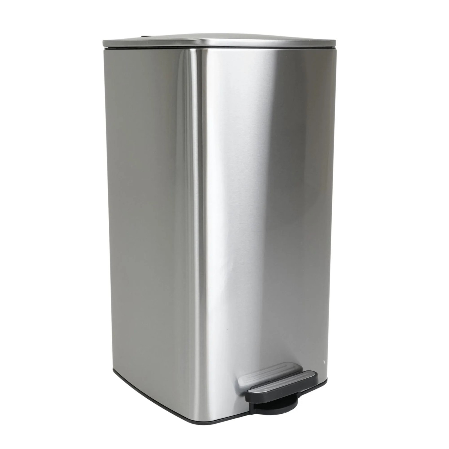 PROREGAL Mülleimer Küche Bad 50L Abfalleimer Mit Softclose & Stay-Open Deckel Fußpedal & Inneneimer Stahl Silber Rechteckiger Treteimer Tretmülleimer