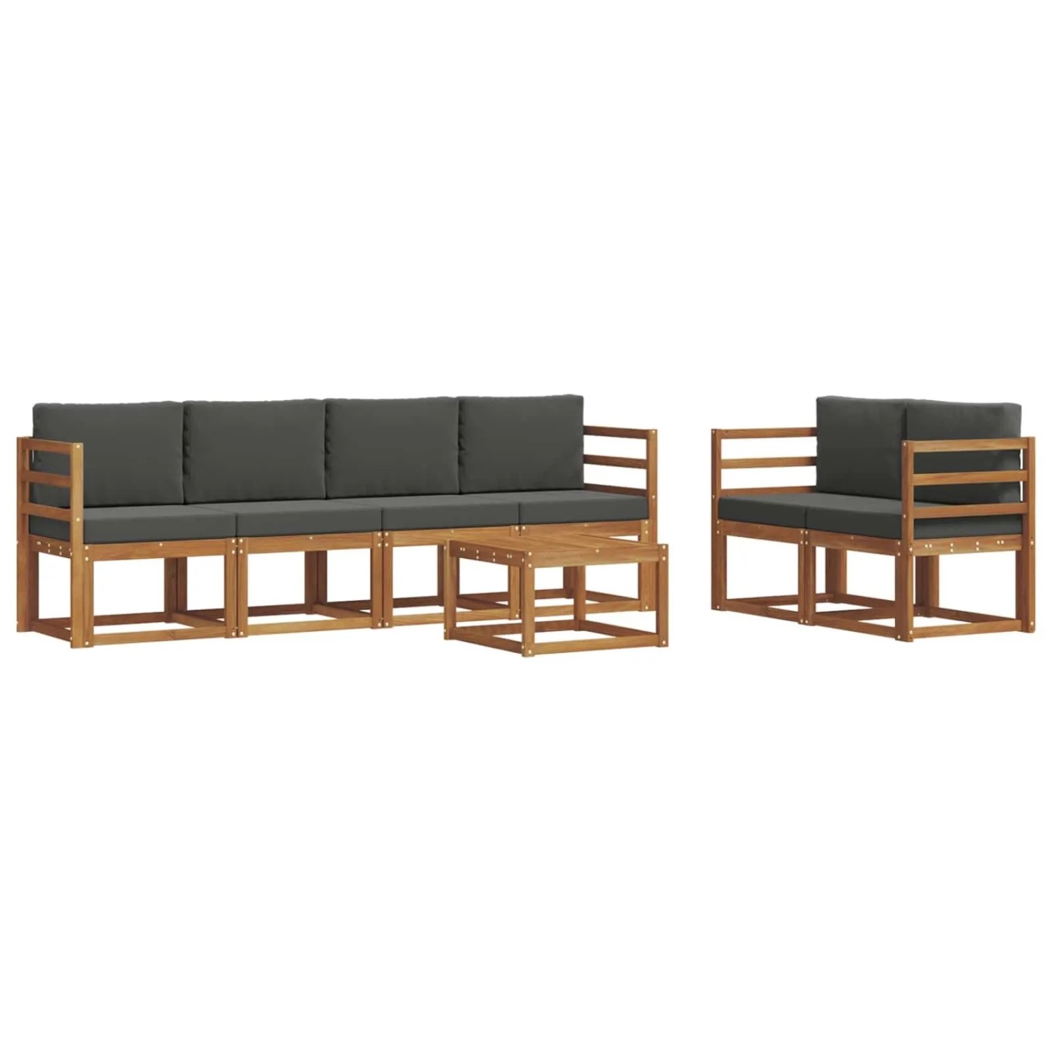 vidaXL Outdoor-Sofagarnitur mit Kissen 7 Stk Natur und Anthrazit 3366030