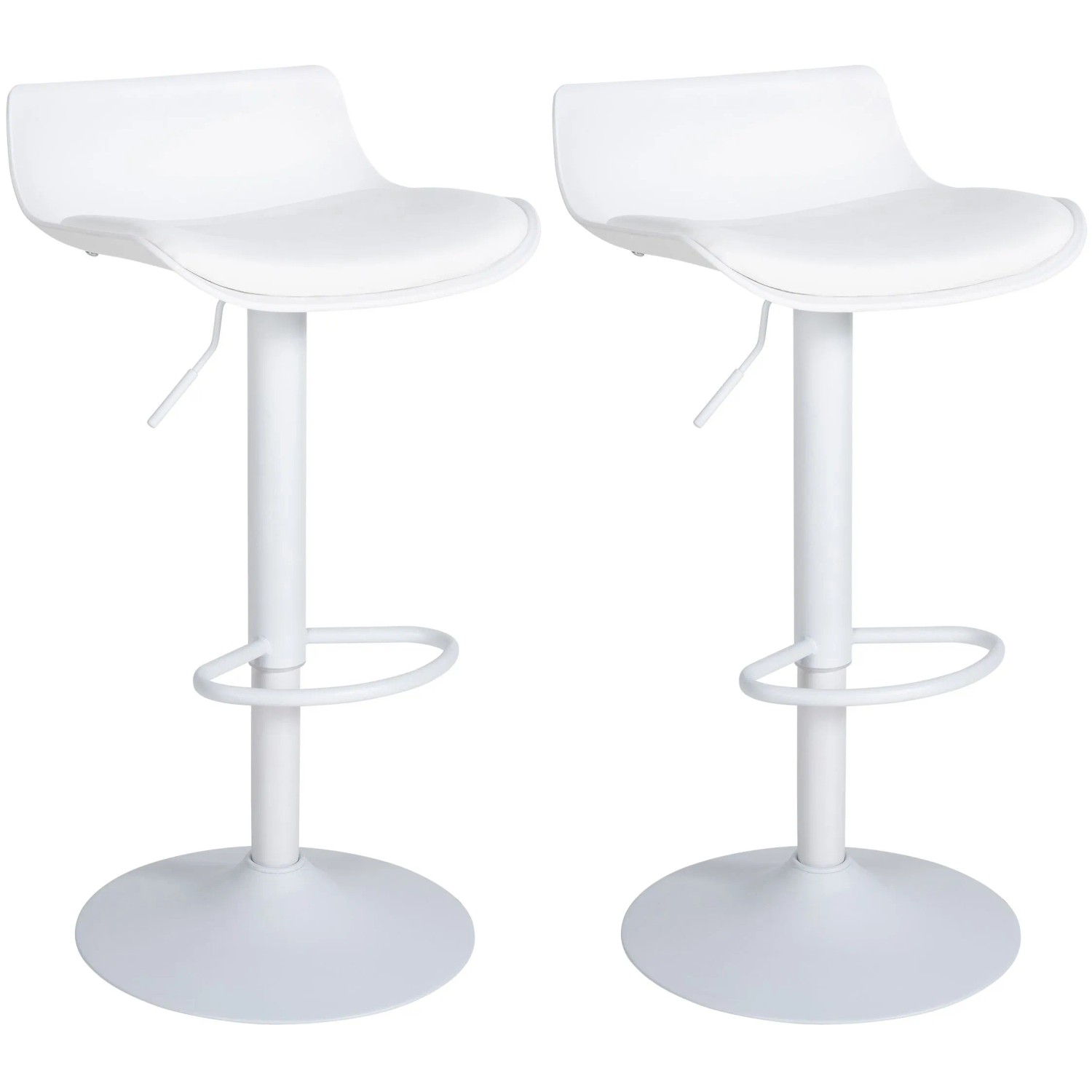 DELUKE Barhocker 2er Set Höhenverstellbar Weiß JUTO Kunstleder 68,5-94x43x44cm Barhocker Mit Lehne Tresenhocker Barstuhl Thekenhocker