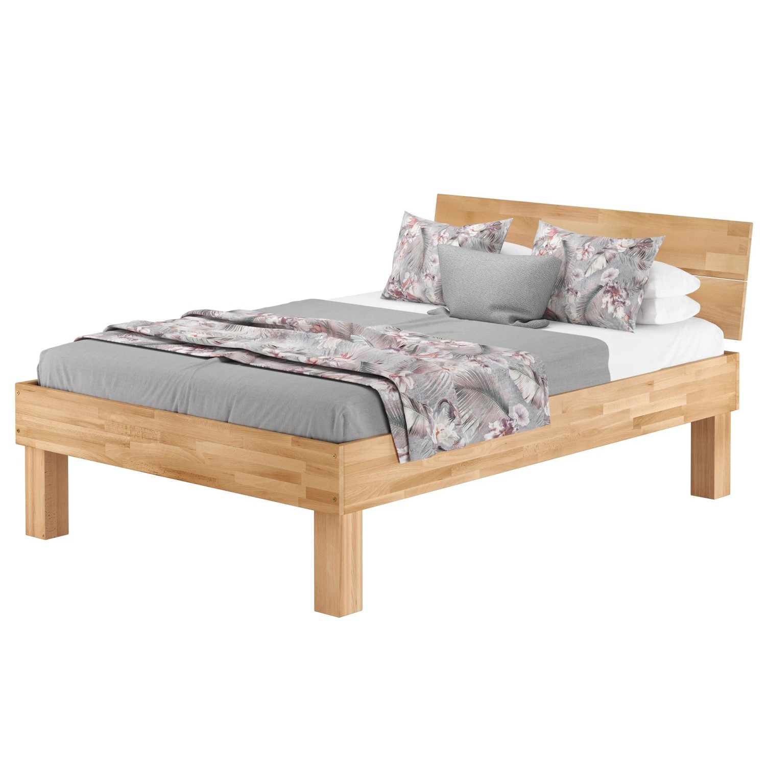 Erst-Holz Hohes Seniorenbett 140 x 220 cm Buche Massiv Doppelbett in Überlänge Modell 81 ohne Zubehör