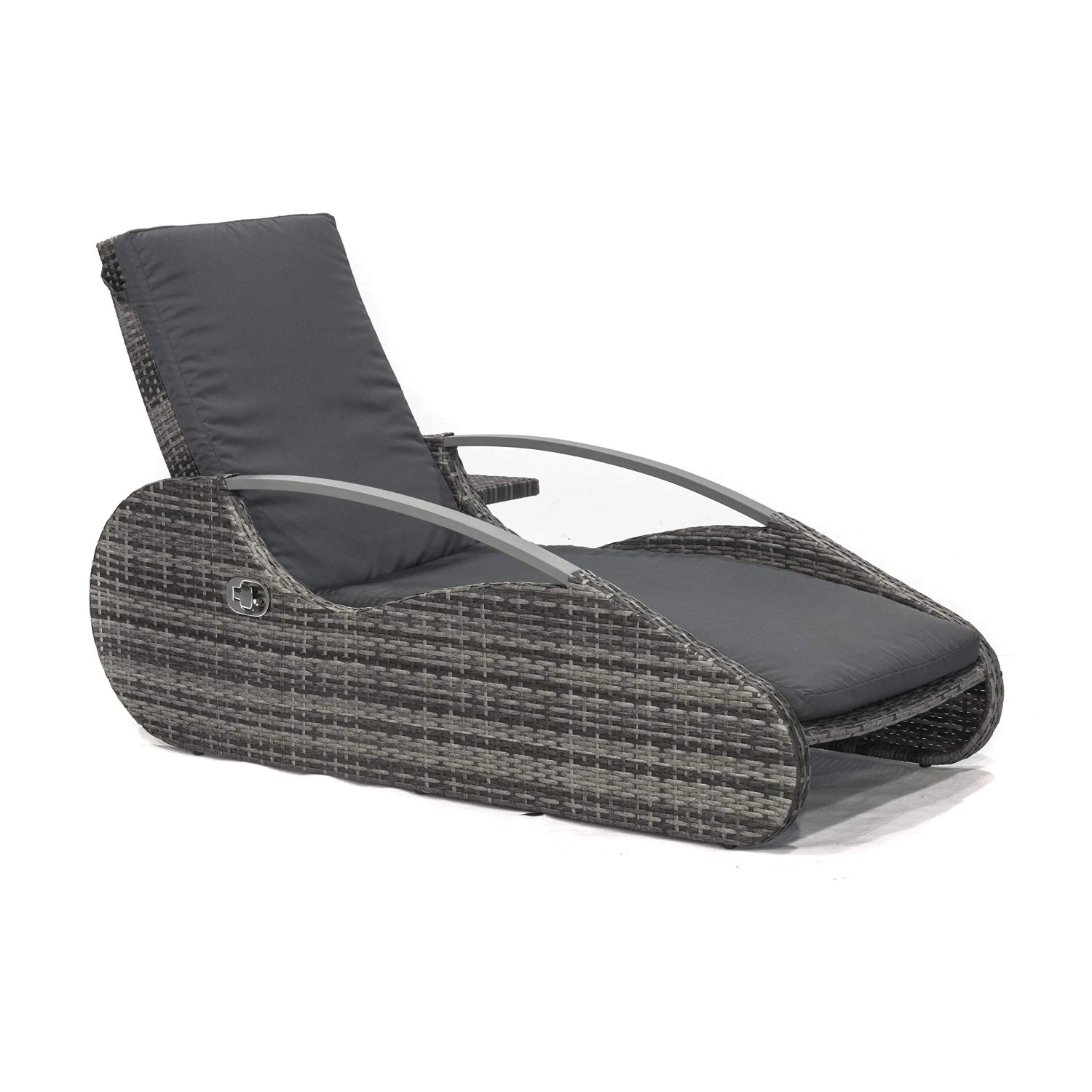DELUKE Garten-Lounger EVA Stahl Schilfgrau Kunststoff Gartenliege Sonnenliege Garten Loungegruppe