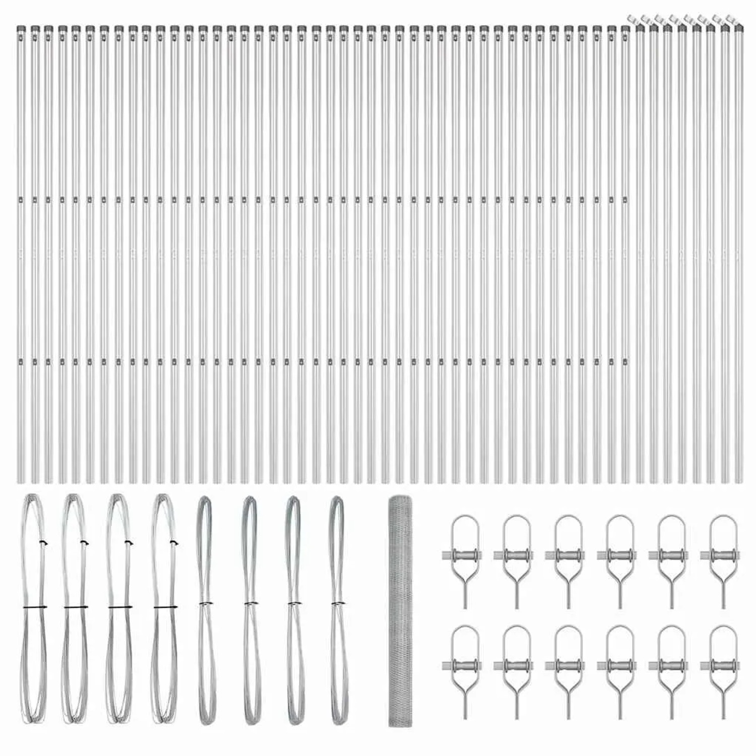 vidaXL Zaunpfosten Silber 100 x 1,6 m 25 mm Maschennetz Stahl 3353039 günstig online kaufen