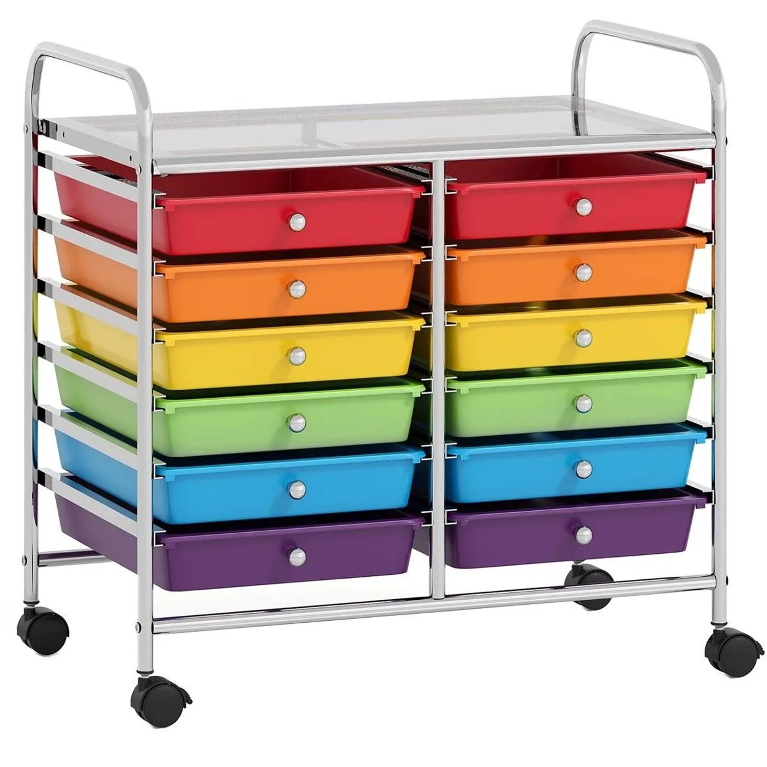 Costway Rollwagen mit 12 Stapelbaren Schubladen Badrollwagen Bunt günstig online kaufen