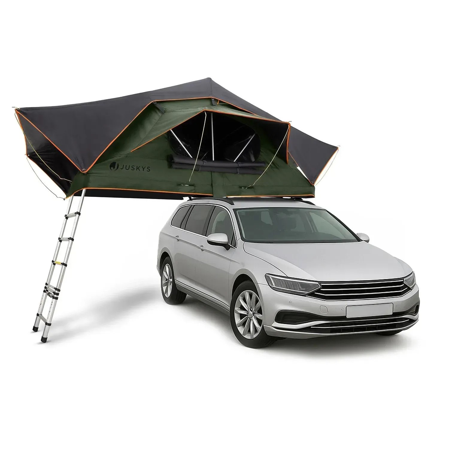 Juskys Autodachzelt Lago 140 x 240 cm Schwarz Olivengrün