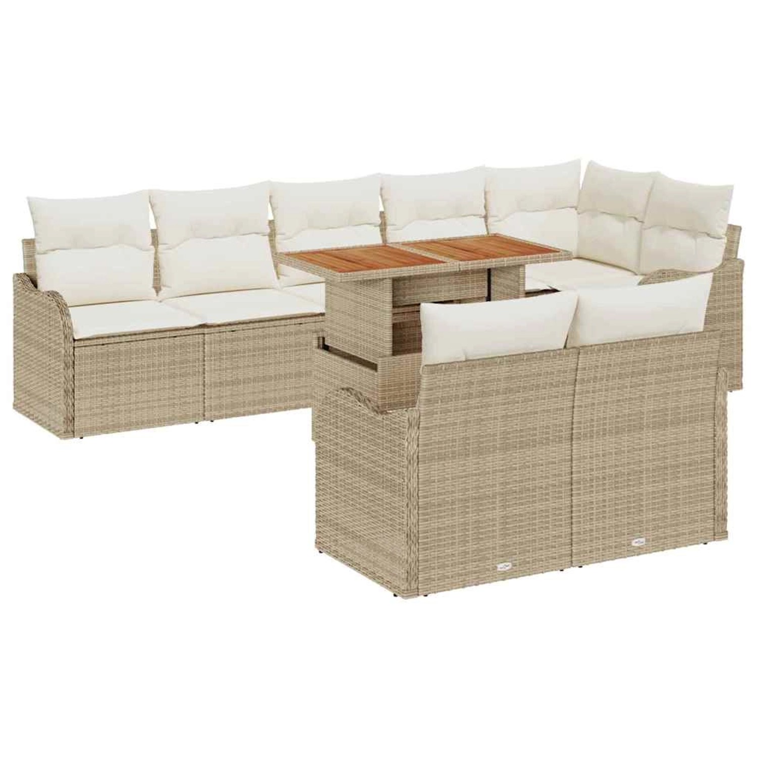 vidaXL Garten-Sofa-Set mit Speicher 9-Tlg Beige Poly Rattan 3358213 günstig online kaufen