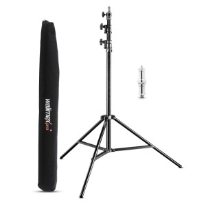 Walimex Pro Air 290 Deluxe Lampenstativ, schwarz, Dreibein, mit Transporttasche und Adapter für Fotostudio.